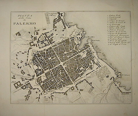 Gandini Francesco Pianta della città  di Palermo 1831 Cremona 